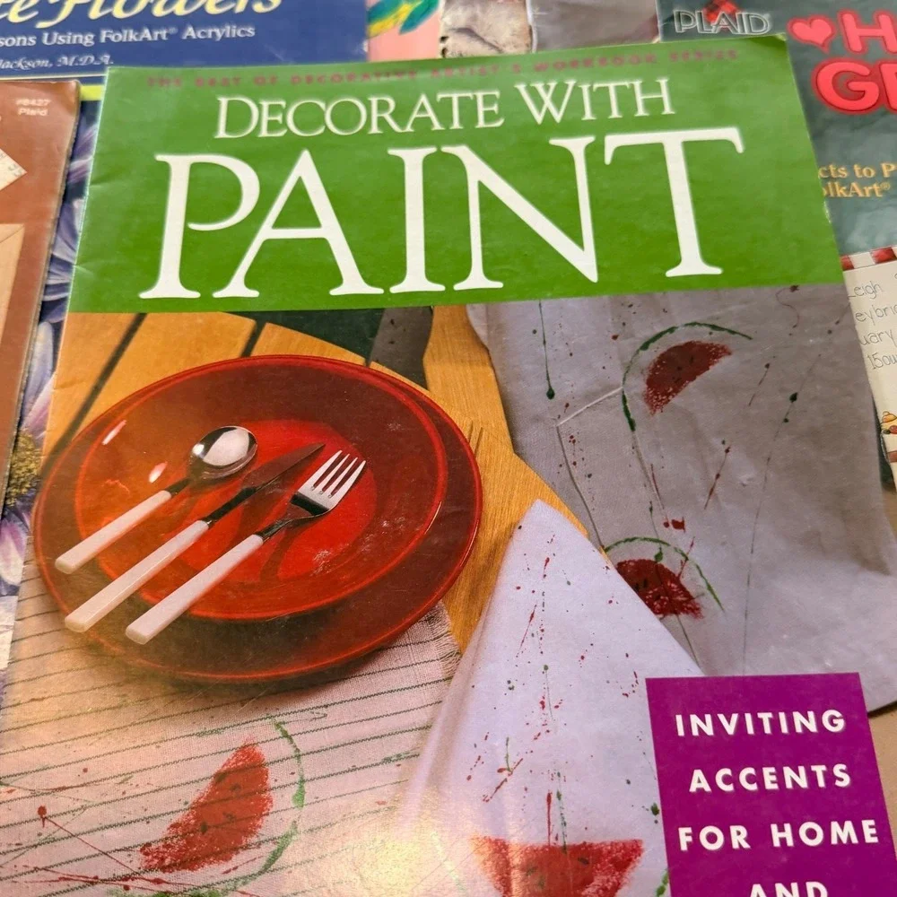 Folk‎ Art Acrylic Painting Instruction Book Lot of 9 Decorate Craft Patterns